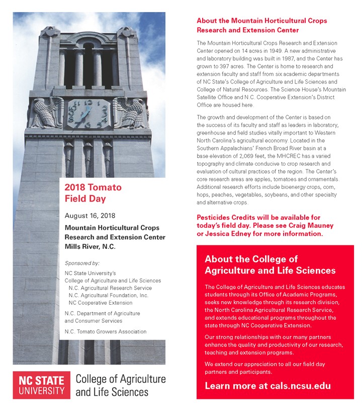 Tomato Field Day 2018 flyer page 2